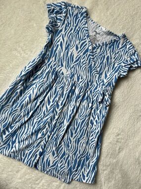 Diane Von Furstenberg for Target Girls Faux Wrap Blue White Zebra-Print Dress